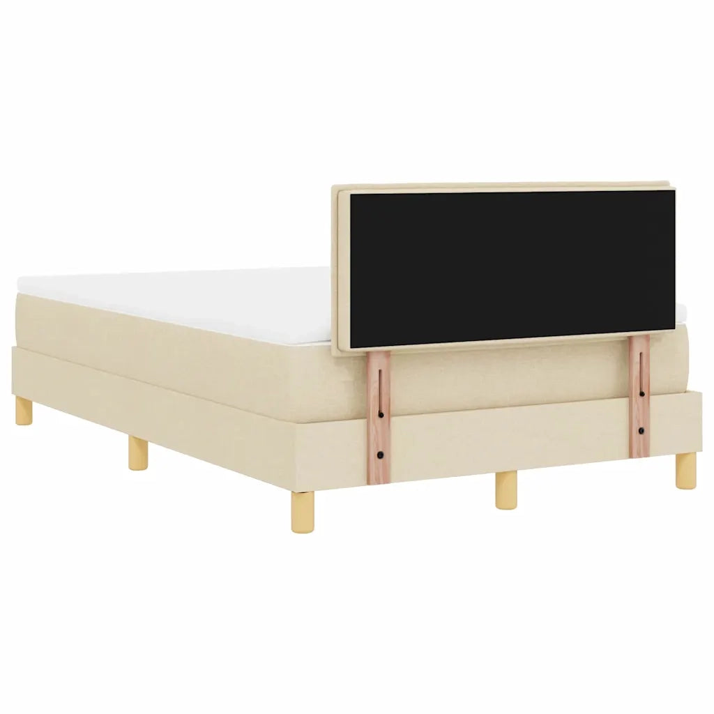 Letto a molle con cuscino Crema 120 x 190 cm Tessuto