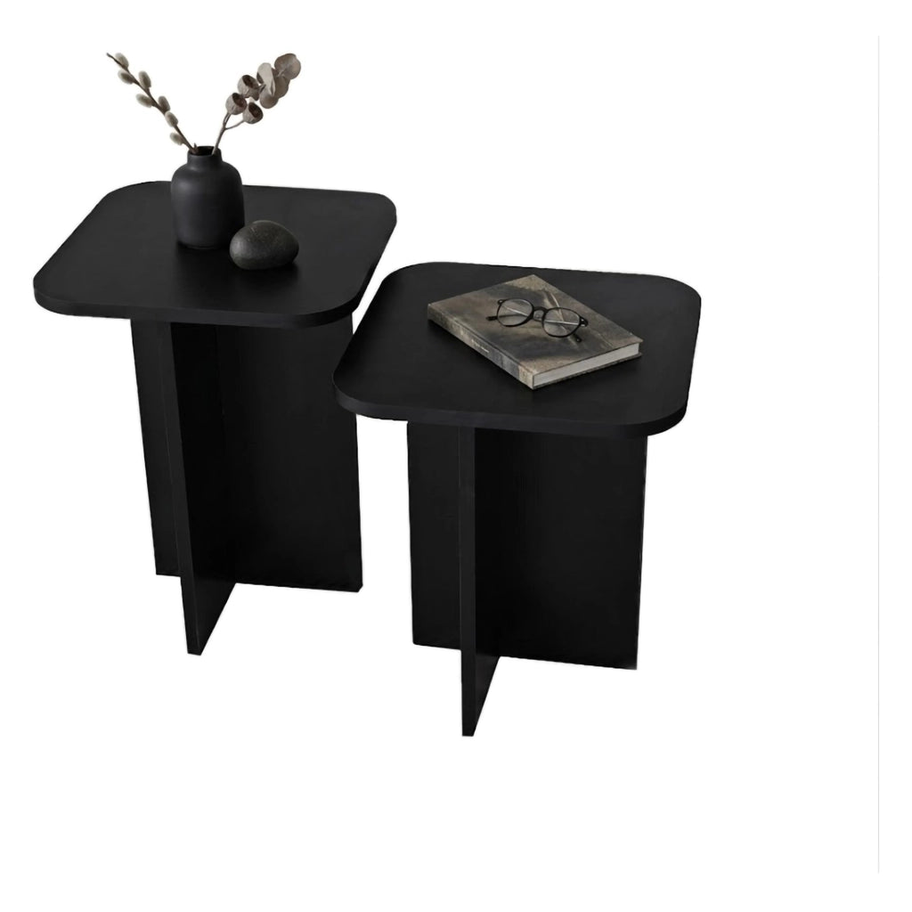 Meduno, Tavolino da Salotto Forma Quadrato, 40x40x50h cm Nero