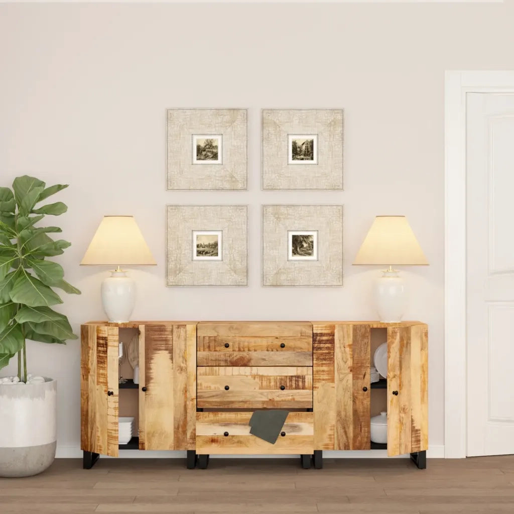 Credenze 3 pz in Legno di Mango Grezzo 3143638
