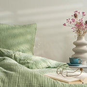 Coperta da letto in mussolina 155x220 cm - Copriletto in cotone respirante, super soffice, certificato Oeko-Tex (verde, 155x220cm copriletto)