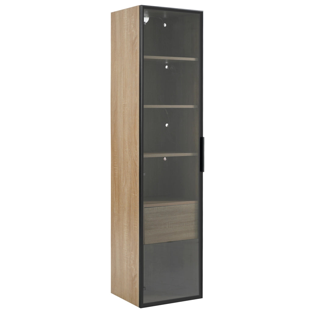 Armadietto bagno con specchio e led ¨C Minimal ¨C Bianco rovere multistrato 40 cm