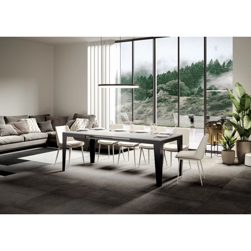 Tavolo allungabile 90x120/224 cm Flame Evolution telaio Antracite - Bianco Frassino