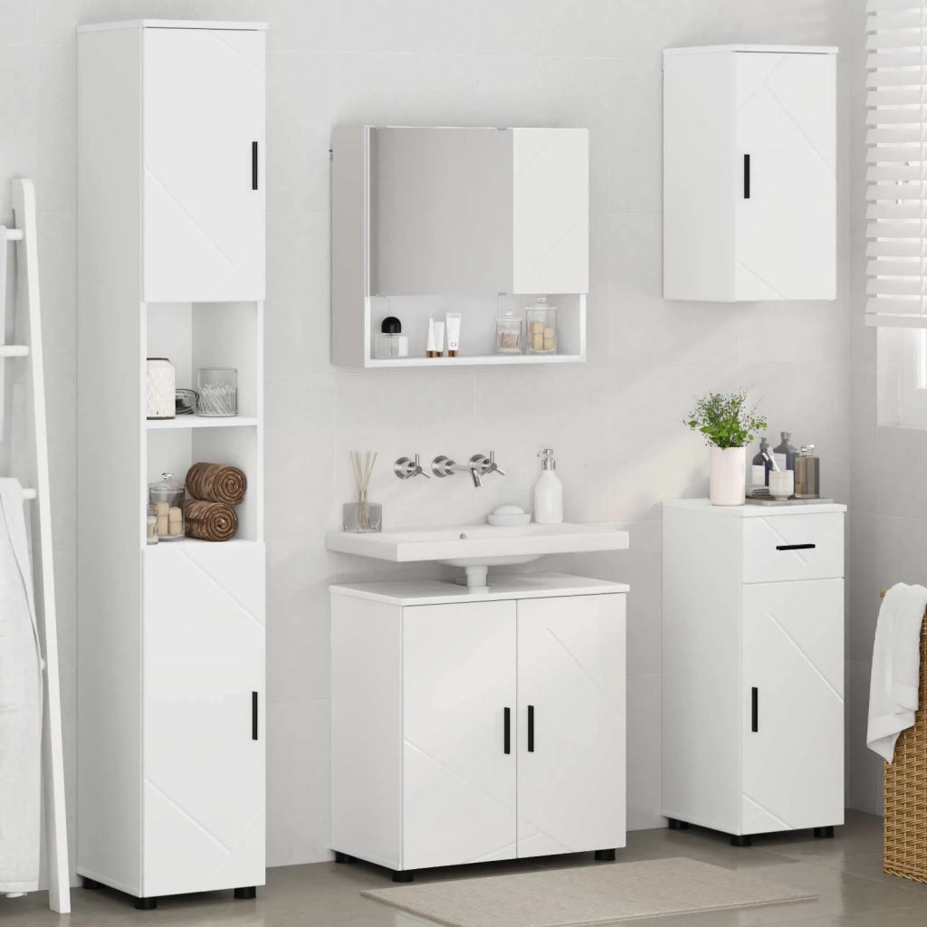 Set di mobili per il bagno con cassetto con porta 5 pcs Bianco