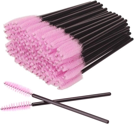 Set di pennelli per ciglia da smettere - 128 pezzi - Pennelli per mascara - Glitter rosa - per estensioni ciglia - Pennello per mascara - Pennelli per sopracciglia