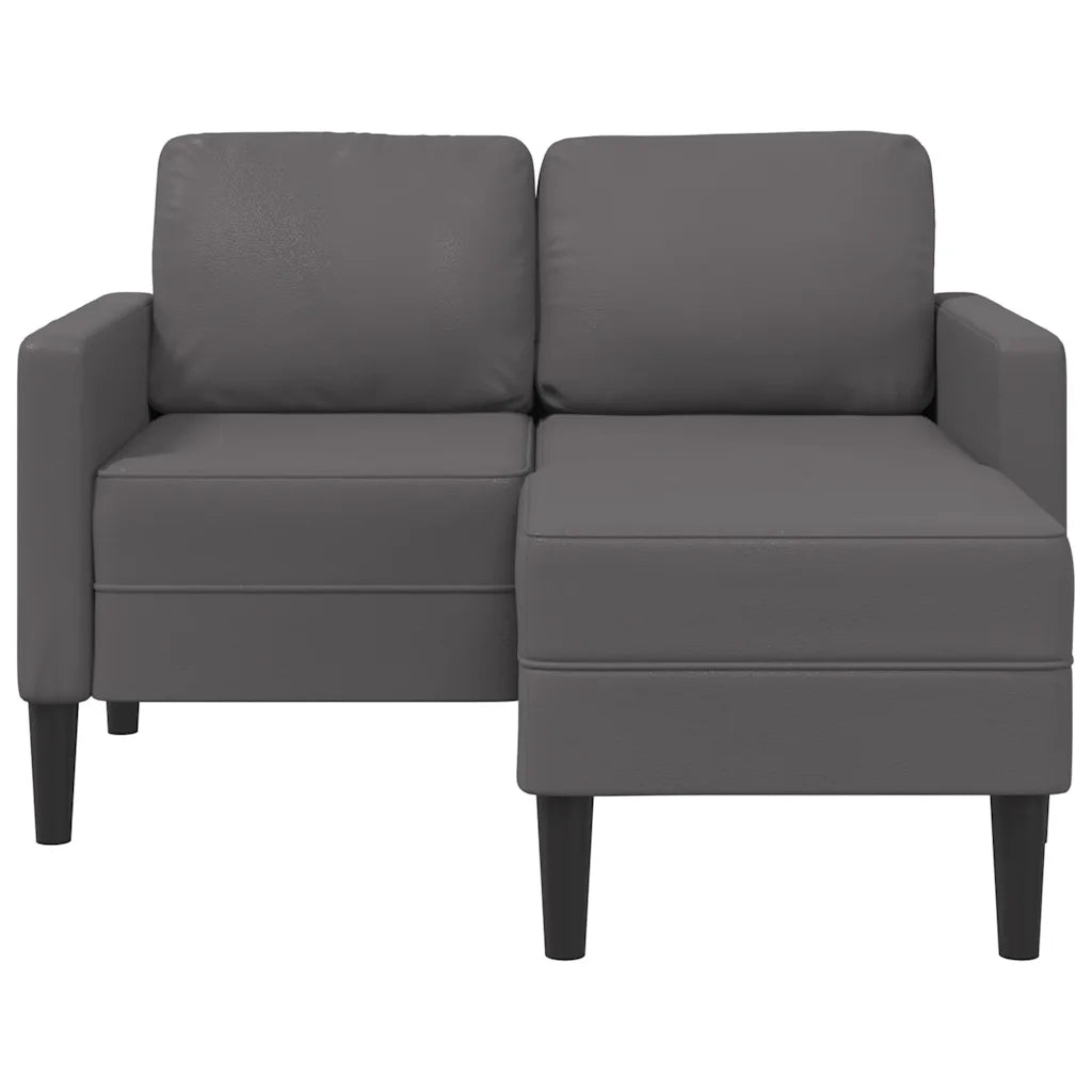 Divano 2 Posti con Chaise longue a L Grigio 125cm in Similpelle 4107085