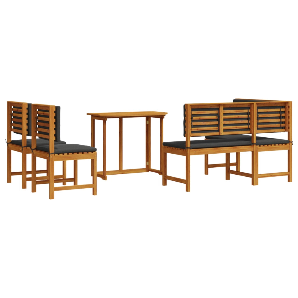 Set da Giardino  in 4 Pezzi con Cuscini in Legno Massello di Acacia