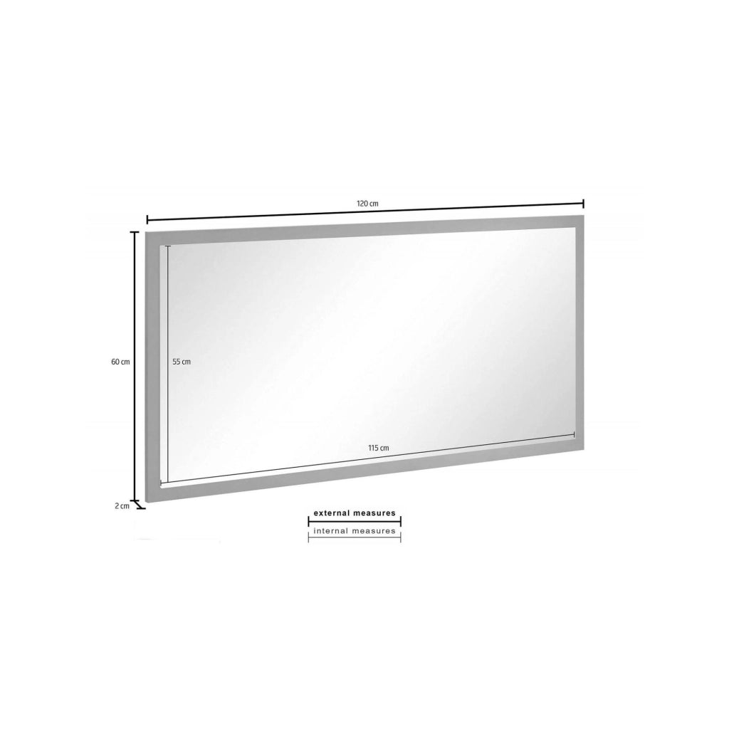 Specchiera da parete con Adelchi, Made in Italy, Specchio da bagno, cm 120x2h60, Bianco lucido