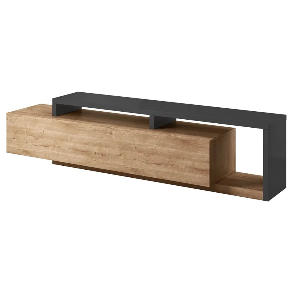 Mobile TV 220cm collezione BERGAMO. Colore quercia e grigio antracite.