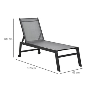 Lettino Prendisole da Giardino 169x65x102 cm  UV Nero e Grigio