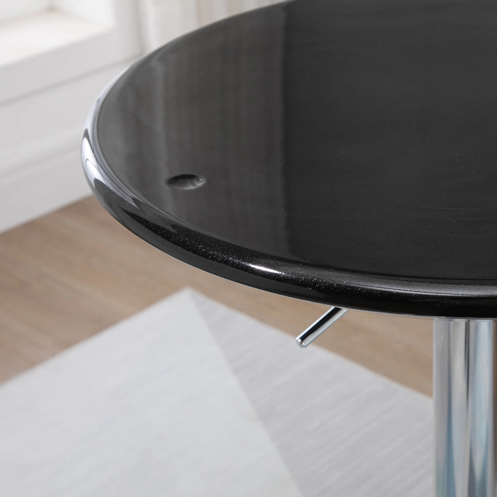 EasyComfort Tavolo Rotondo da Bar con Piano Girevole, Altezza Regolabile con Leva a Gas e Base in Acciaio, Φ61x76-97cm, Nero