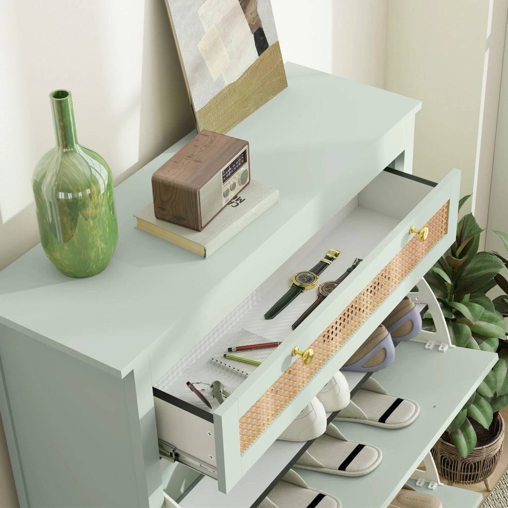 Armadio per scarpe con cassetti ¨C Zephmum ¨C Verde 88x30x120 cm