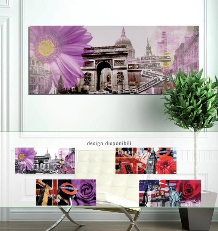 Quadro da Parete con fiori disegno london o usa 65 x 160 cm 2 Modelli