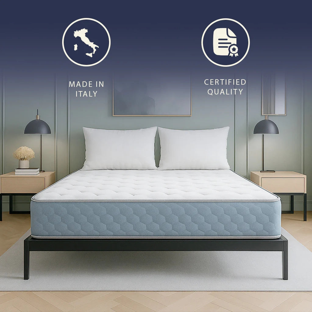 Materasso 135x190 in Waterfoam e Memory Foam Alto 22cm | Anallergico e Antiacaro | Prodotto in Italia
