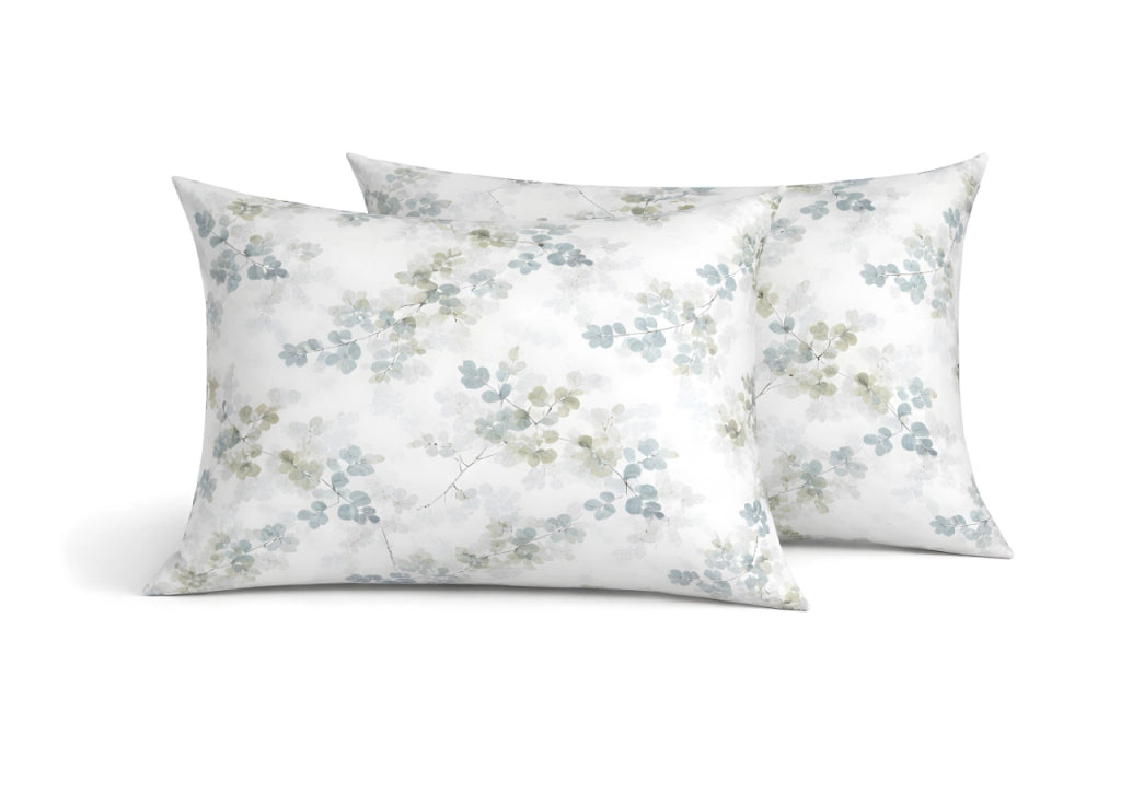 Coppia Federe Cuscino Letto Con Bottoni Laterali 100% Cotone Disegno Petalo GI - Federe - Verde