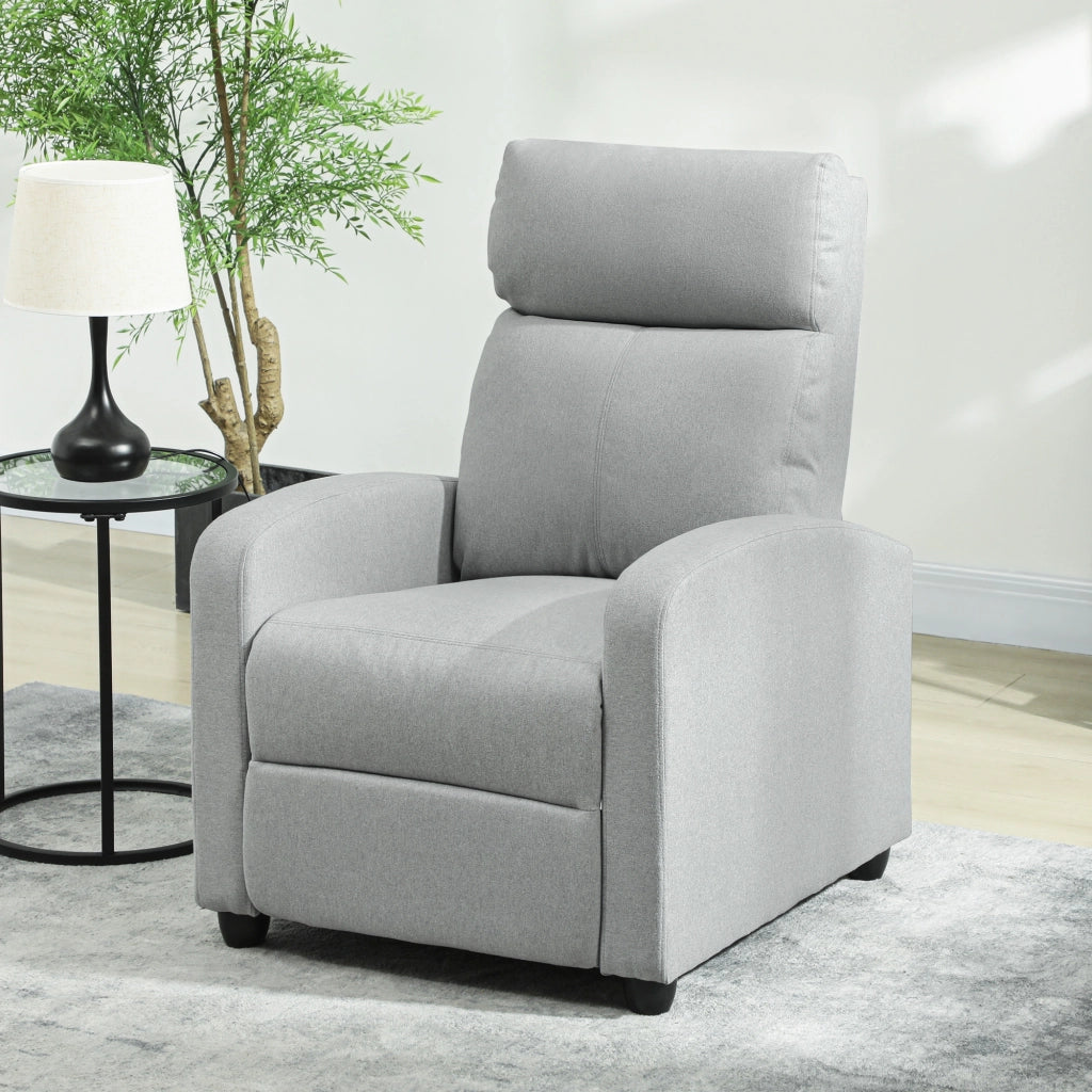 Poltrona relax reclinabile 135¡ã ¨C Xylo ¨C tessuto lino-poliestere grigio chiaro con poggiapiedi