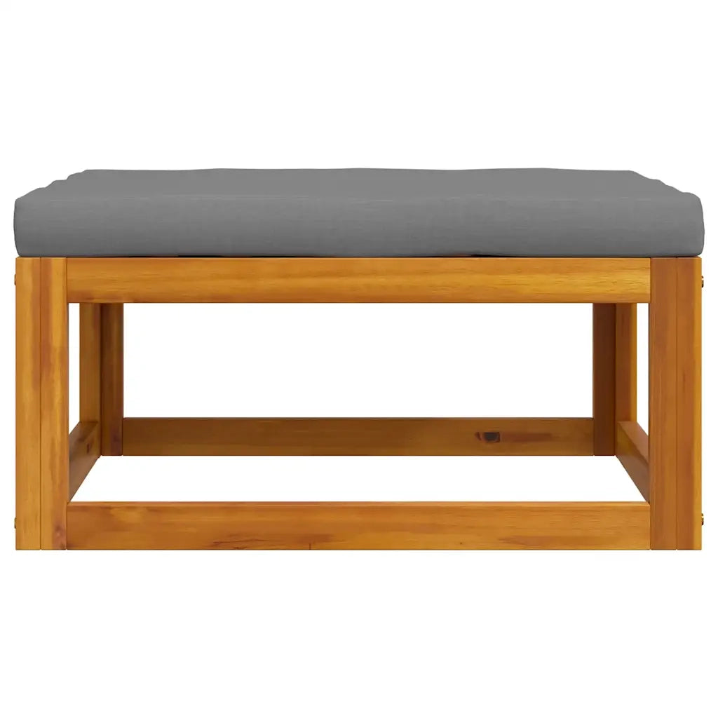 Poggiapiedi con Cuscino Grigio Scuro in Massello d'Acacia cod mxl 77413