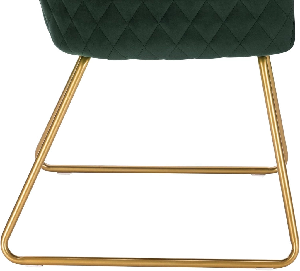 1x Sedie cucina moderne Poltroncina salotto Adatte per Sala da pranzo Soggiorno, Camera da Letto, Tessuto di velluto, Oro Metallo, Verde Scuro BH271dgn-1
