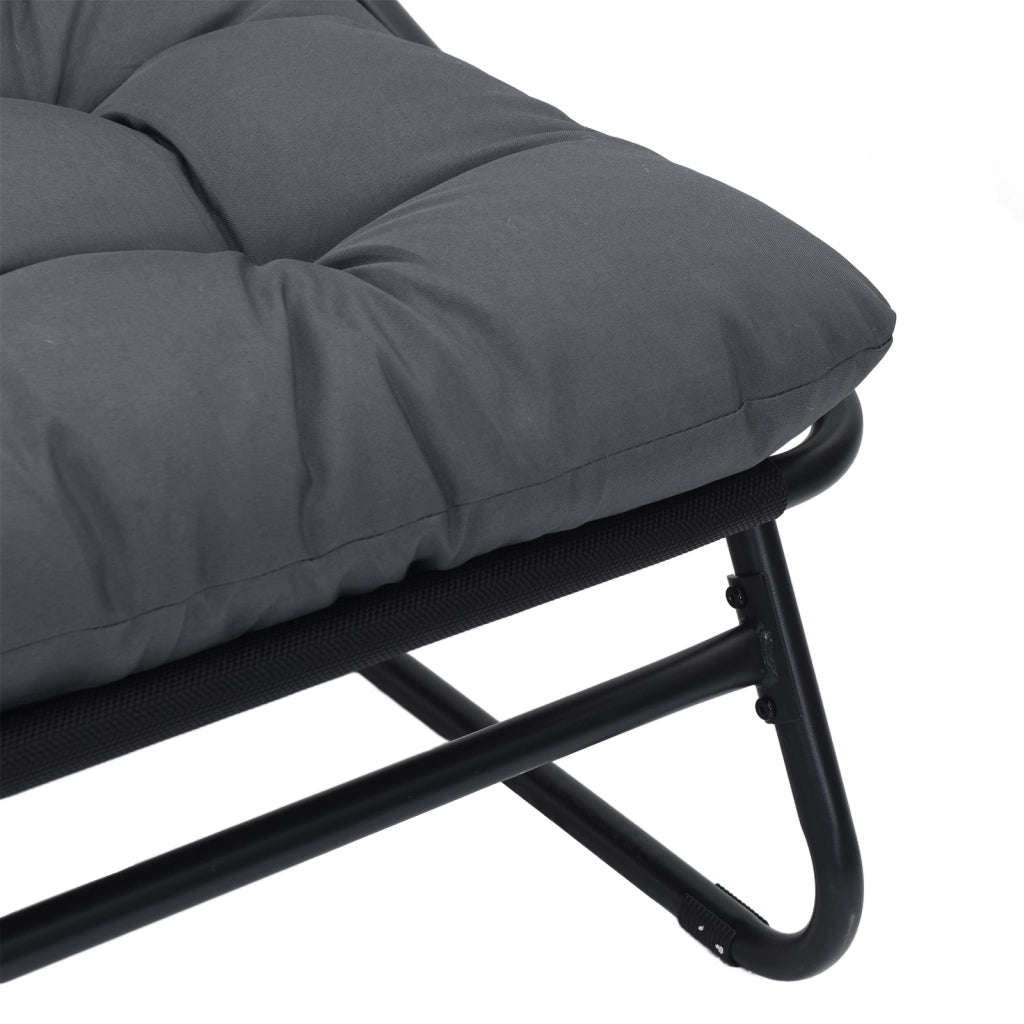 Panchina da Giardino con Cuscino Nera 110x80x71 cm Acciaio
