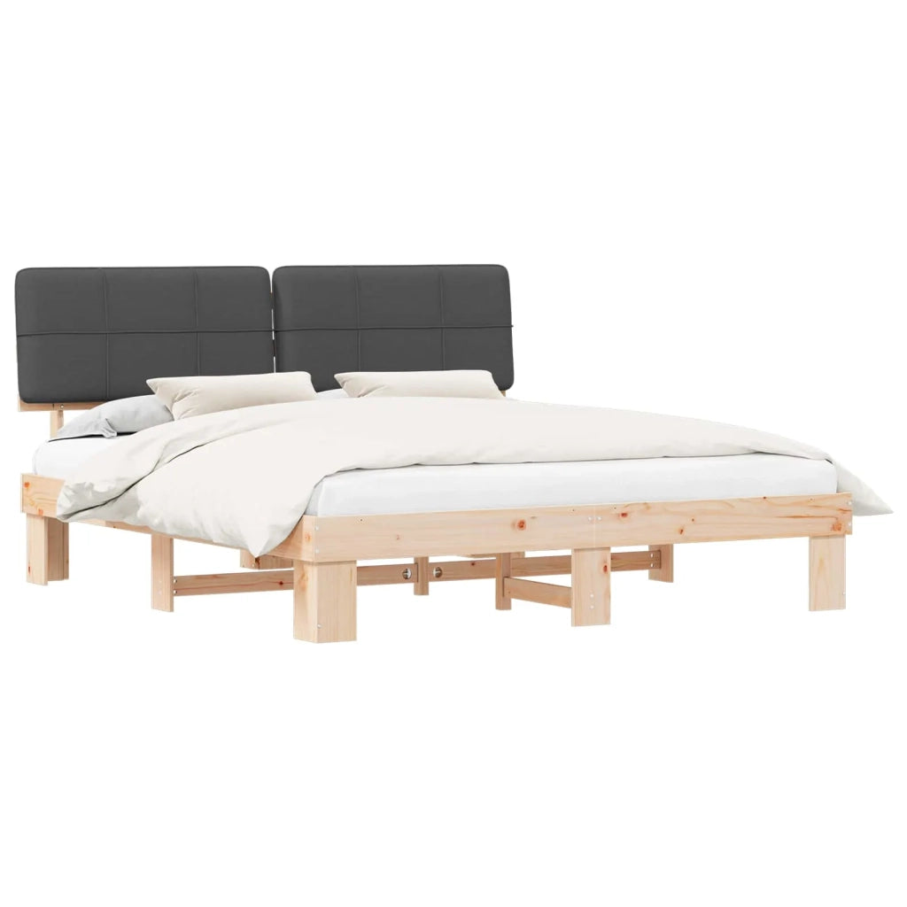 Letto con Testiera Rivestita Grigio scuro 200 x 200 cm