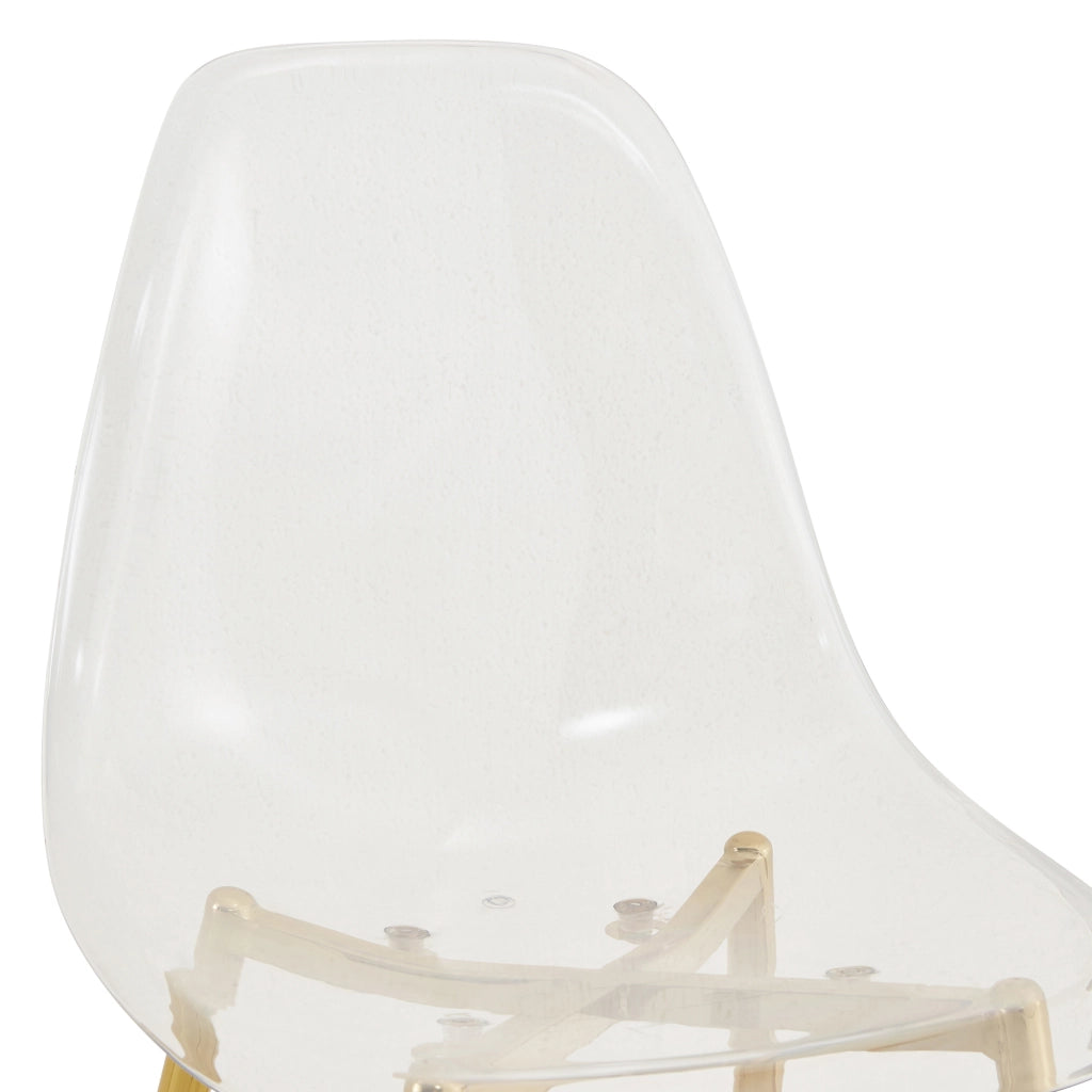 Set tavolo da pranzo e sedie con 1 tavolo rotondo e 4 sedie in vetro temperato; metallo e plastica oro trasparente