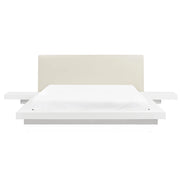 Letto giapponese bianco 160 x 200 cm Letto in legno a basso profilo Camera da letto