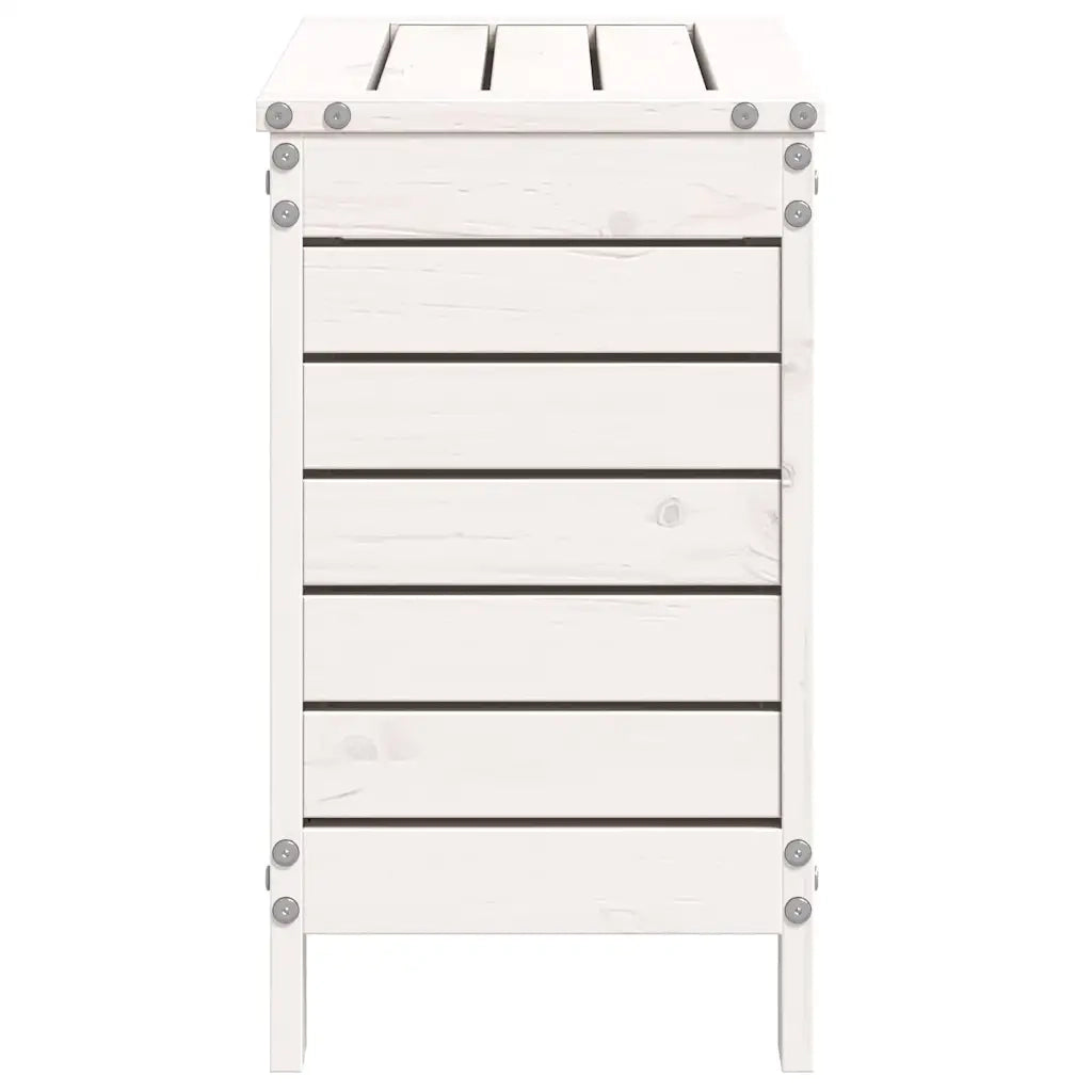 Sedia da giardino-Poggiapiedi da Giardino Bianco 62x31,5x52cm Legno Massello Pino