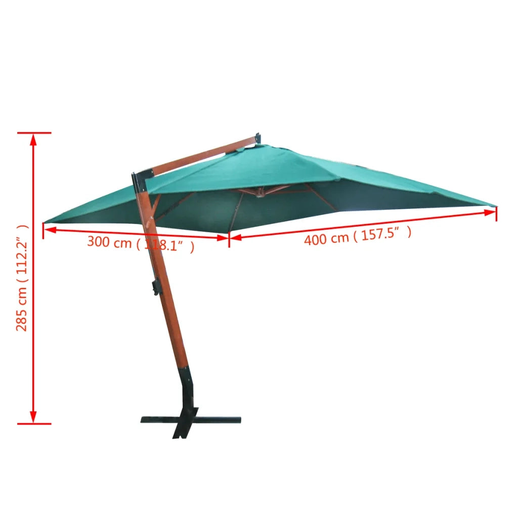 Ombrellone a Sbalzo-Ombrello da giardino Melia 300 x 400 cm Verde