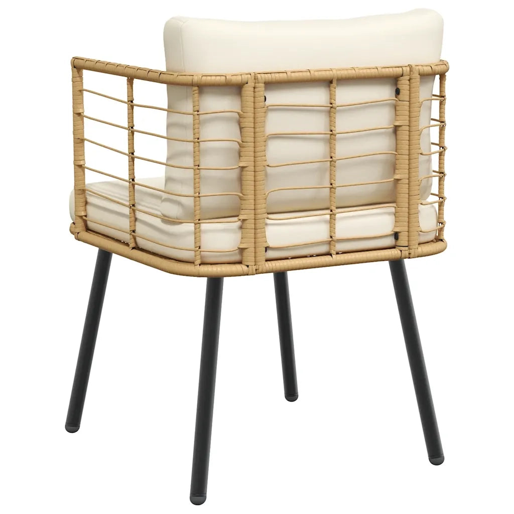vidaXL Sedie da Giardino 2pz con Cuscini Naturale in Polyrattan