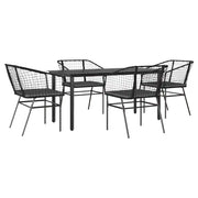 Set da Pranzo da Giardino con Cuscini 5 pz | Set Salotto da Giardino Polyrattan Vetro