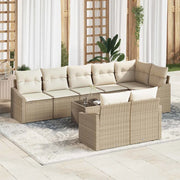 Set di divani con cuscino 9 pcs Beige polyrattan