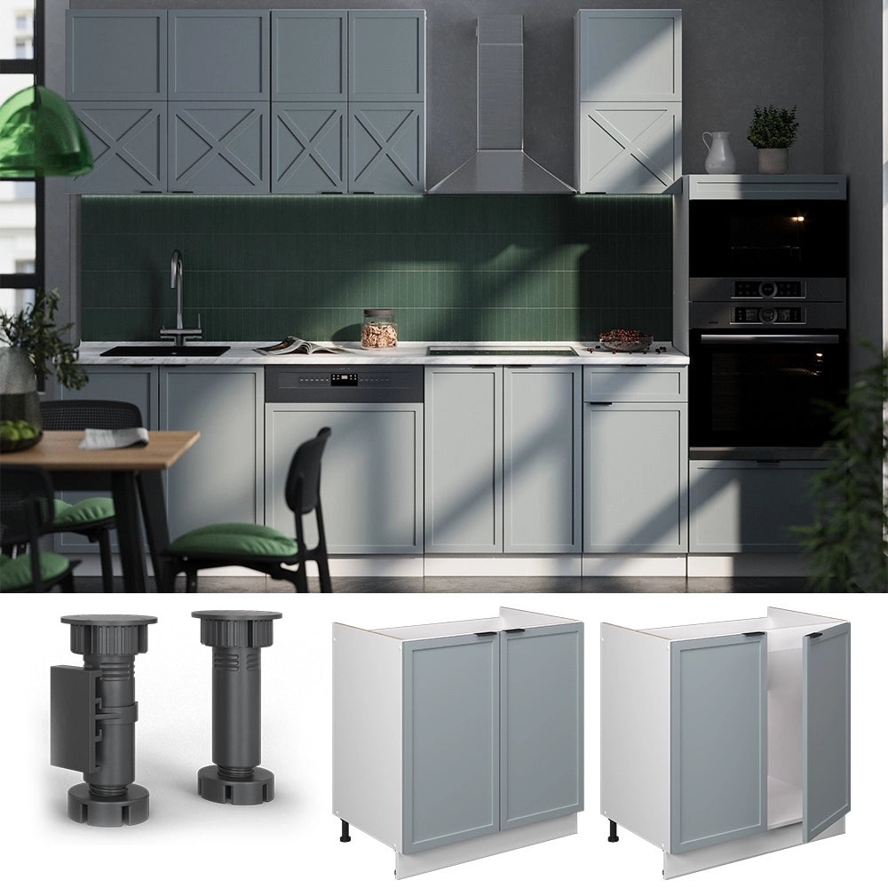 Mobile lavello cucina Fame-Line Blu-grigio chiaro/Bianco 80 cm senza piano di lavoro Vicco