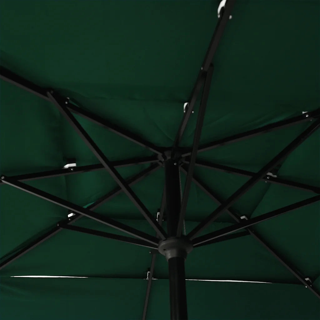 Ombrello | Parasolne a 3 Livelli con Palo in Alluminio Verde 2,5x2,5 m