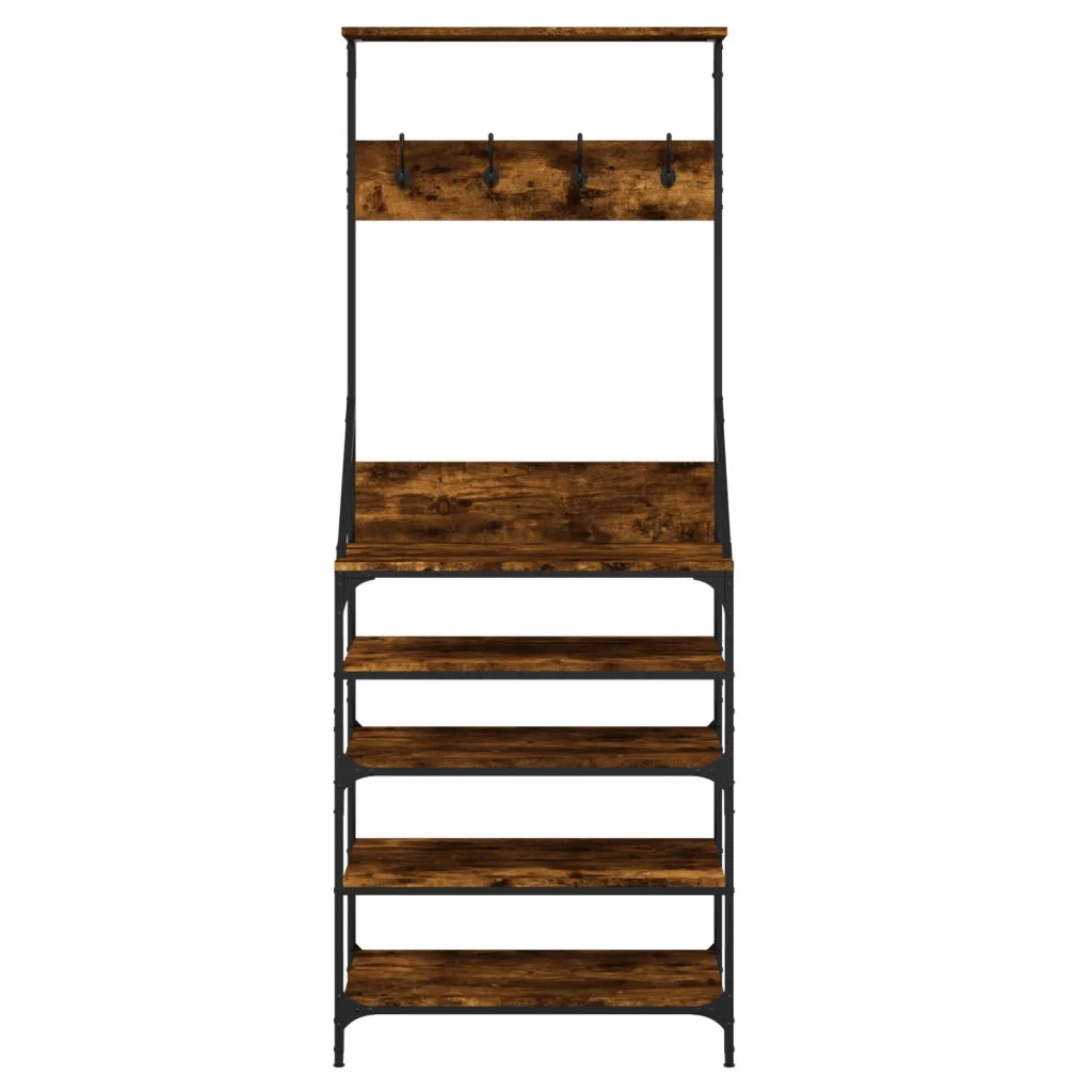 Appendiabiti con Porta Scarpe Rovere Fumo 70x34x184 cm 837874