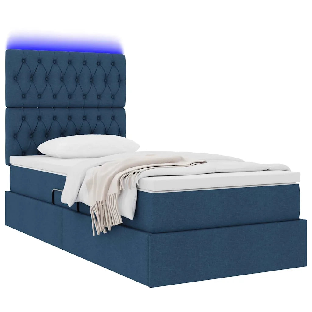 Letto con contenitore e LED con led Blu 100 x 200 cm Poliestere