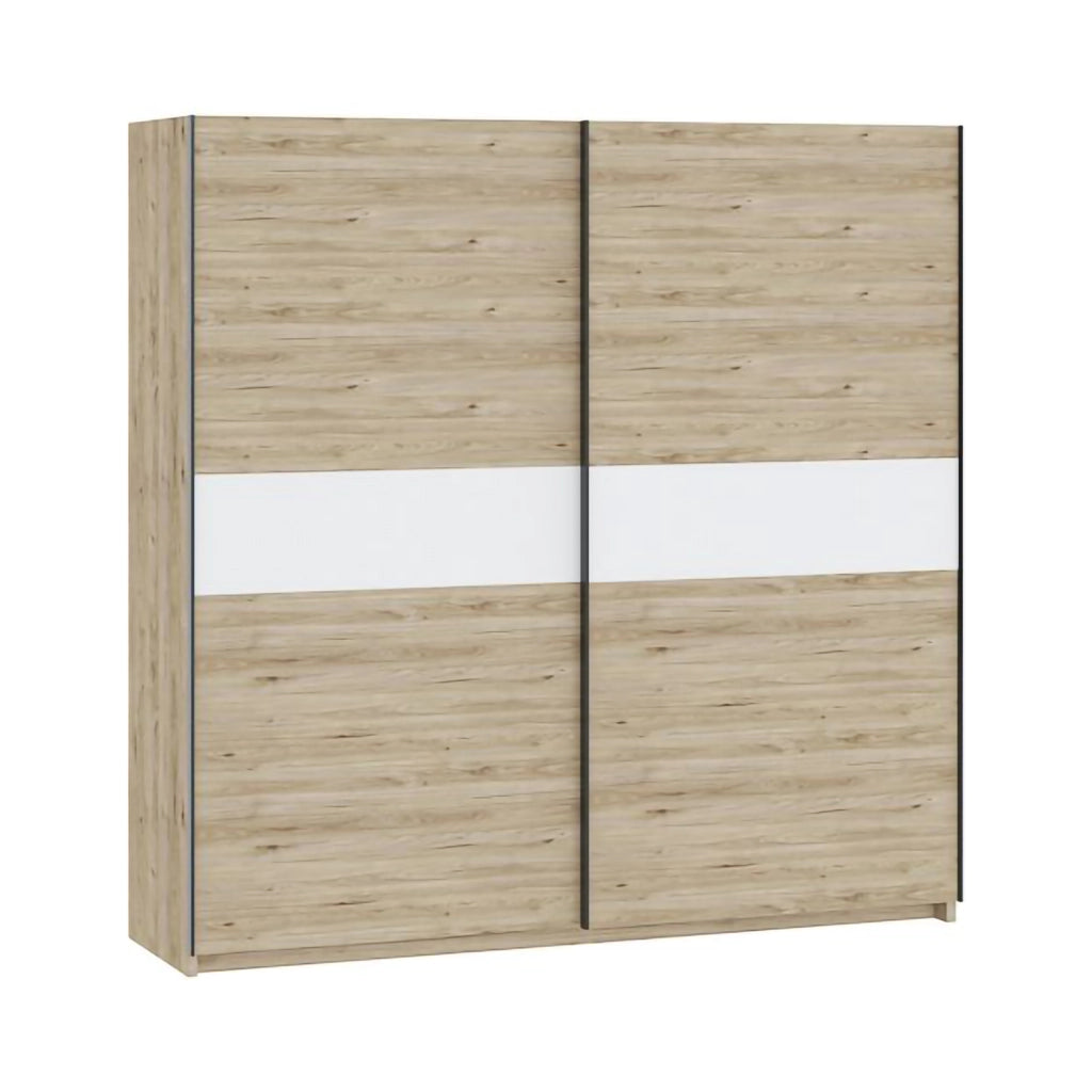 Armadio Camera da Letto Nalika, Guardaroba 2 Ante 2 Ripiani, 200x204h cm Marrone Rovere