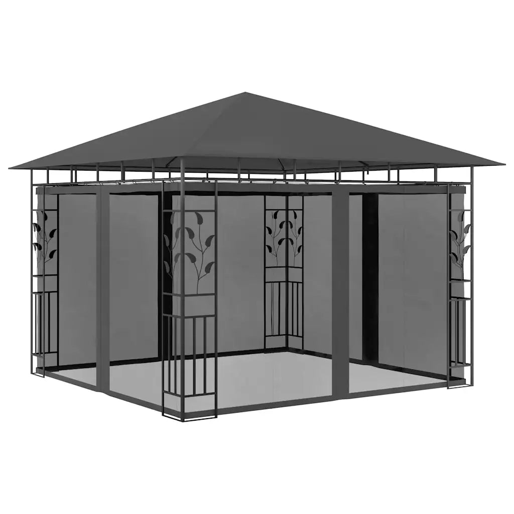 Gazebo con Zanzariera e Luci LED 3x3x2,73 m Antracite 3070316