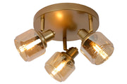 Plafoniera tonda 3 faretti vetro oro Lucide Bjorn E14