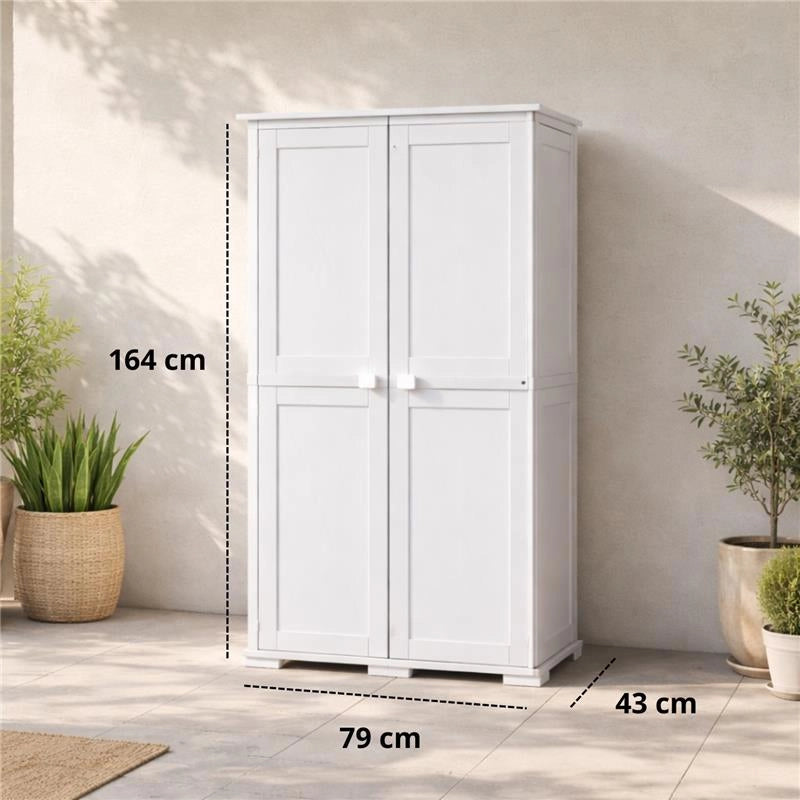 MA MAISON ARMADIO MULTIUSO IN PLASTICA 79X43X164 CM – ARMADIO CONTENITORE 2 ANTE CON 5 VANI INTERNI PER ORGANIZZAZIONE CASA