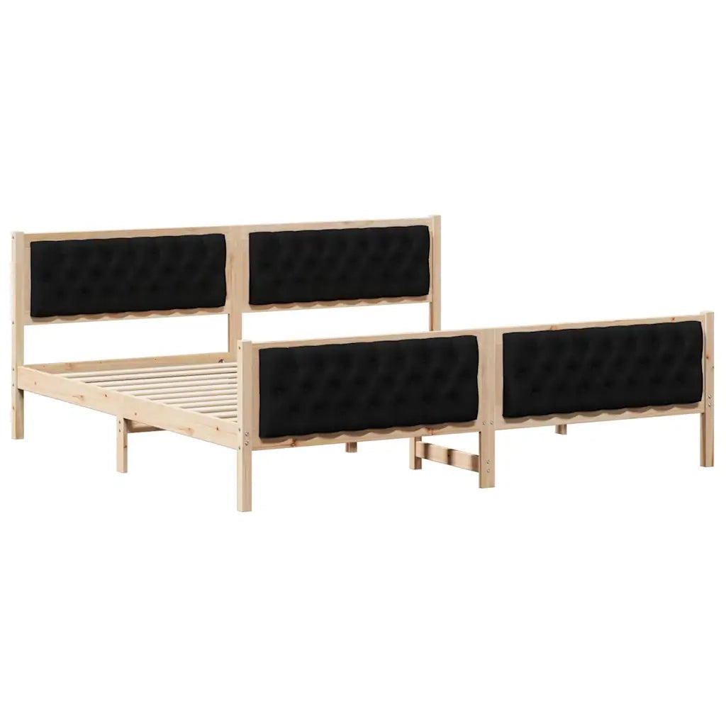 Struttura del letto Nero 200 x 200 cm Pino massello