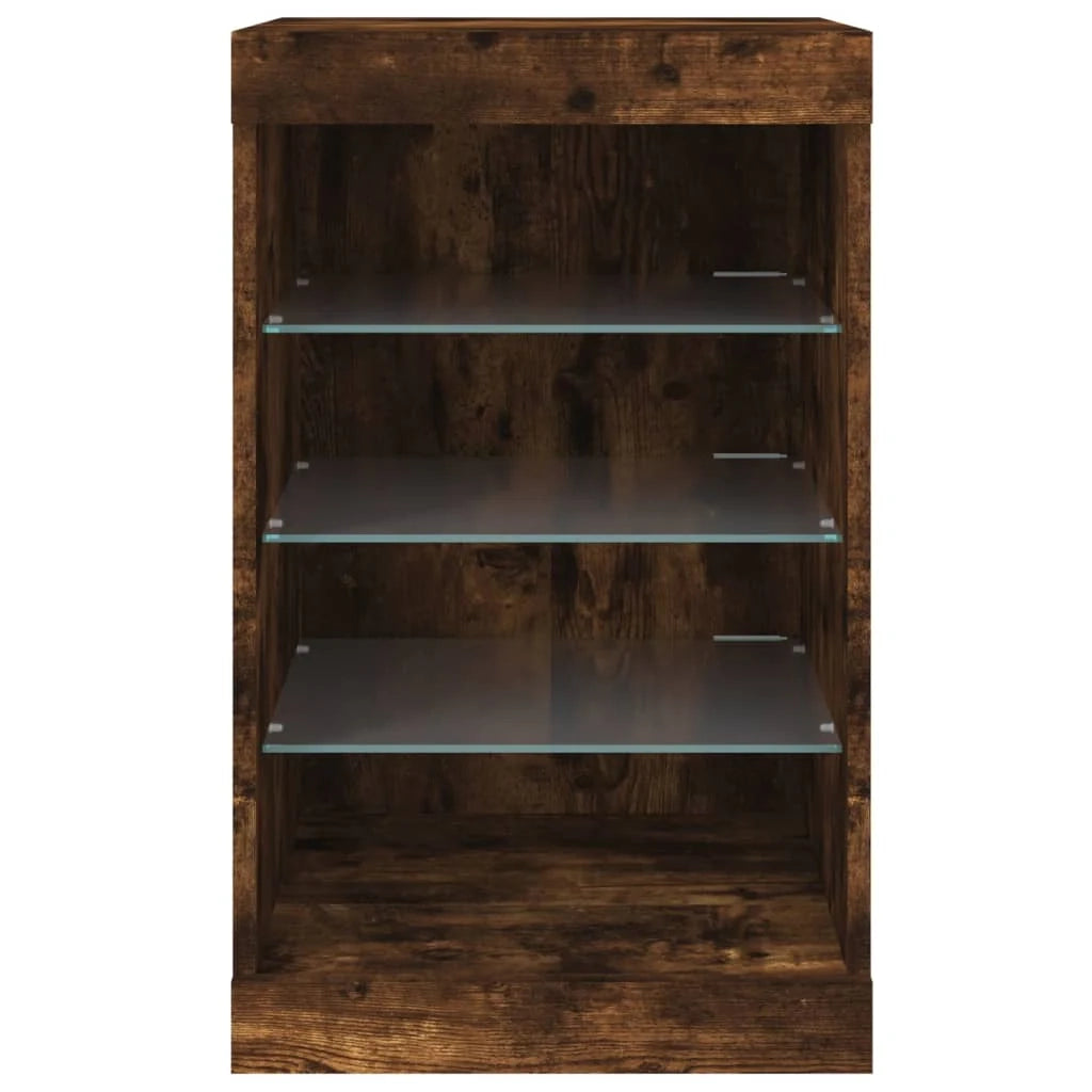 Credenza cassettiera armadio mobile contenitore organizer per cucina soggiorno salotto con luci LED 41 x 37 x 67 cm marrone 02_0029886