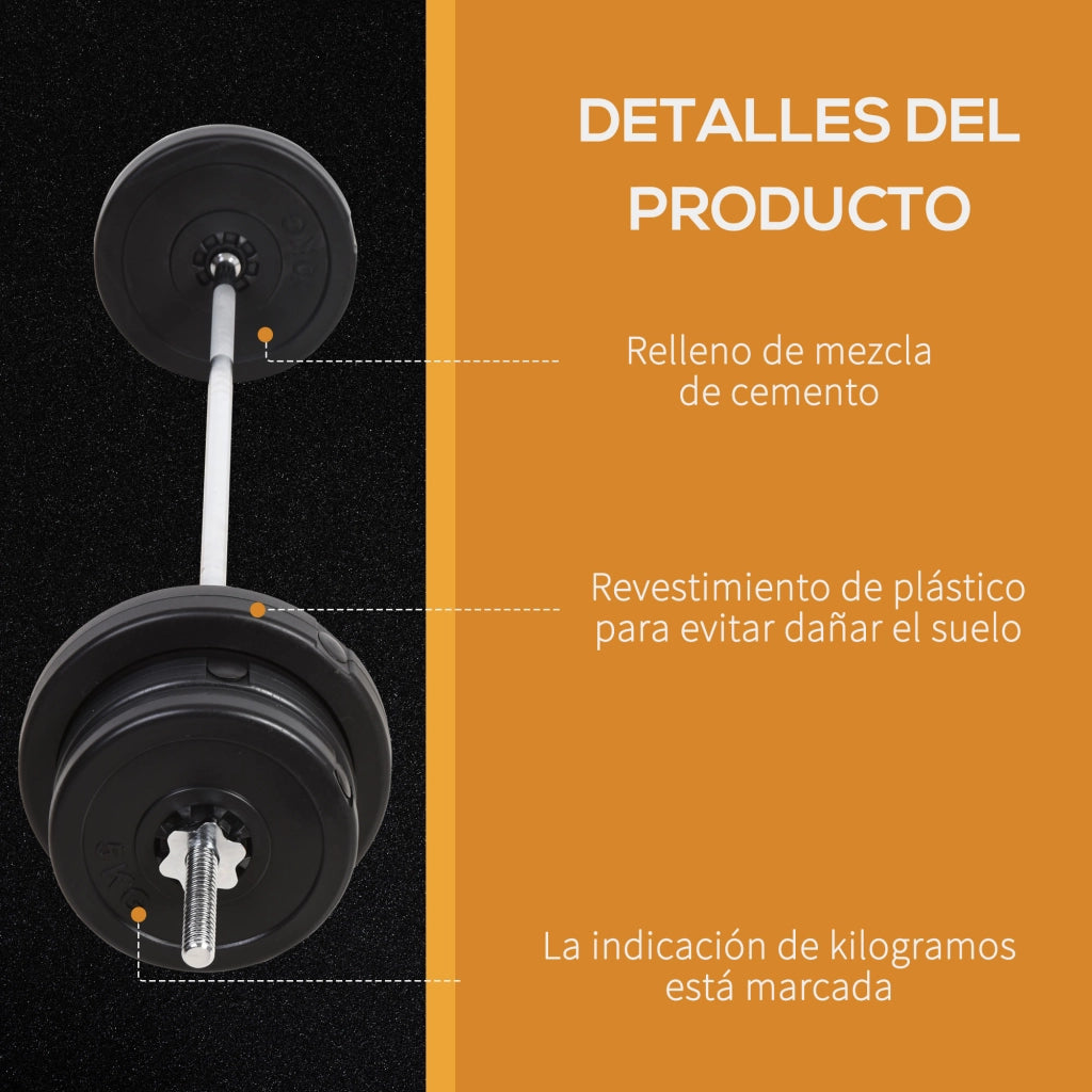 Set di Pesi 55 kg con Mancuernas e Barra ¨C zephmum ¨C Nero, Ajustable, 170 cm
