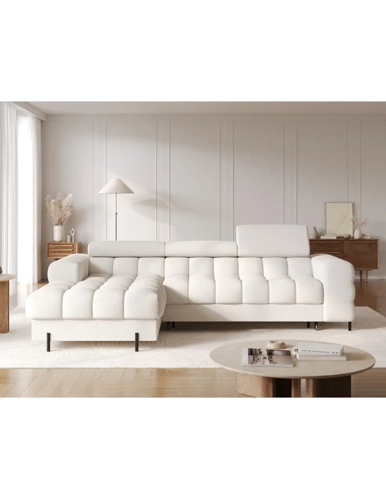 Divano ad angolo sinistro convertibile Bianco stile minimalista 285x99x181cm FILTRO