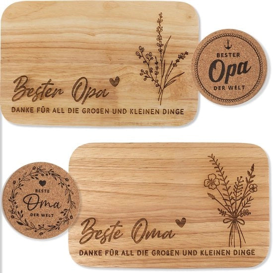 Regalo per Nonni | Tavolo da Colazione con Gravatura per Nonni | Set di Tavolo in Legno da Regalo