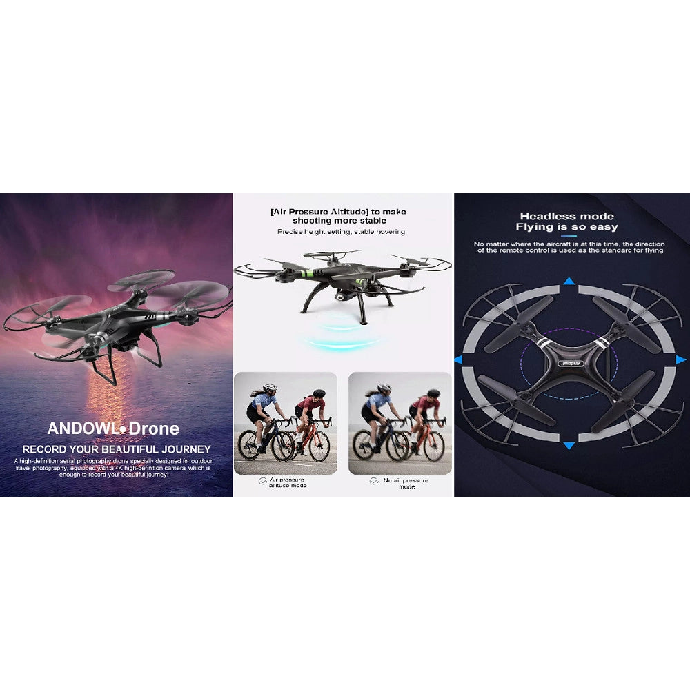 Trade Shop - Drone 4k Hd Corsa A 360° Pulsante Ritorno Home Controllo Gravità Chip Gps Sky533 -