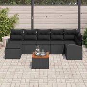 Set Divano da Giardino con cuscino 8 pcs Nero polyrattan 3347611