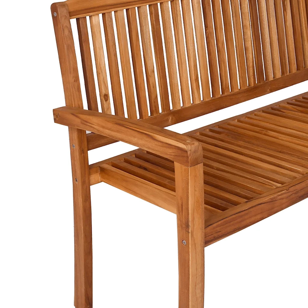 Panchina Giardino | Panca da Giardino Impilabile 2Posti 120cm Legno Massello Teak
