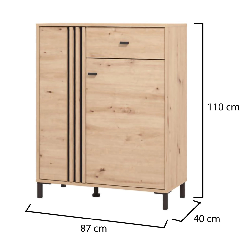 Hanga, Mobile da Ingresso un Cassetto, 87x40x110h cm Marrone Rovere Nodi