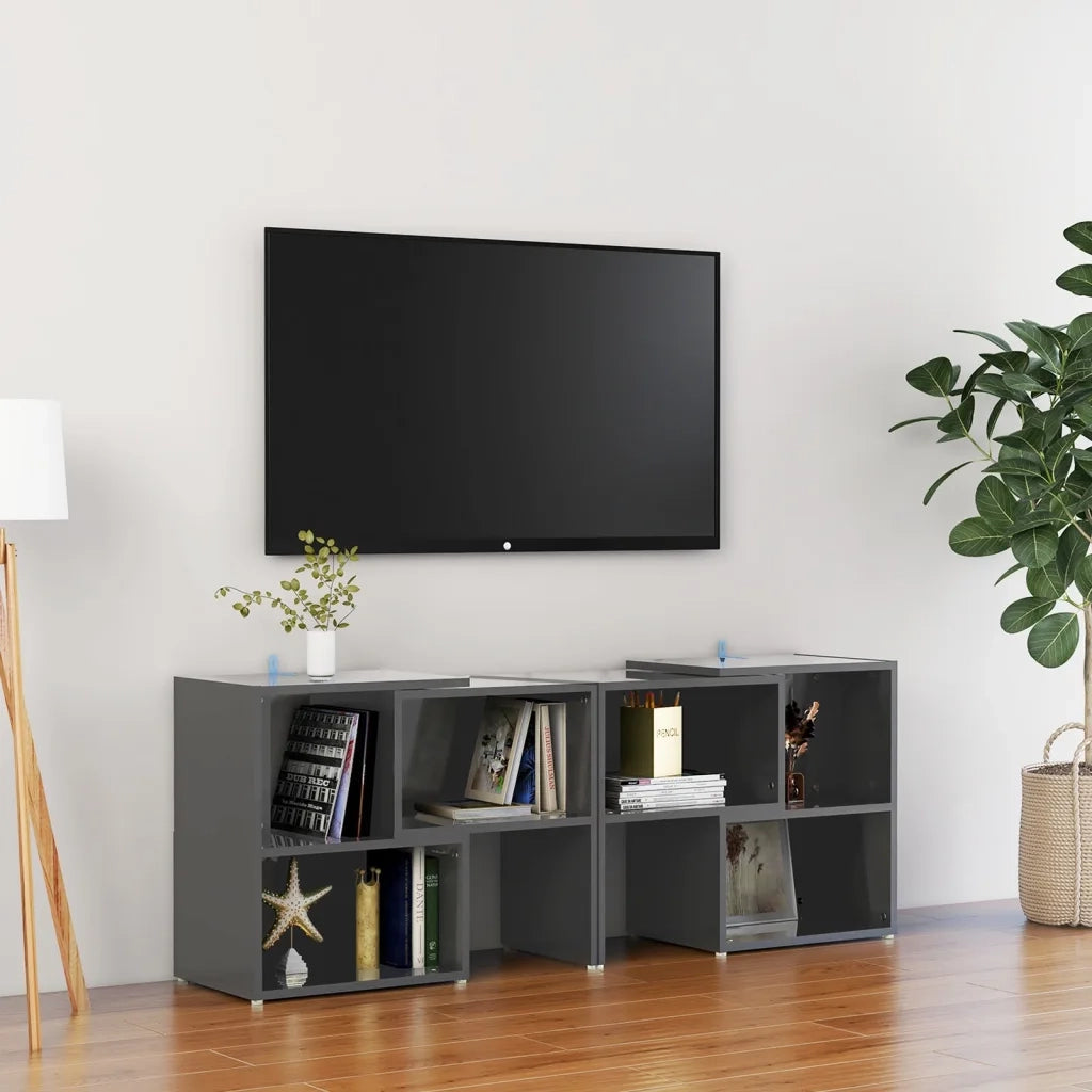 Mobile Porta TV-Mobile per TV-Credenza TV Grigio Lucido 104x30x52 cm in Legno Multistrato