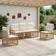 Set di divani da esterno 5 pcs Naturale e Bianco Crema 3437660