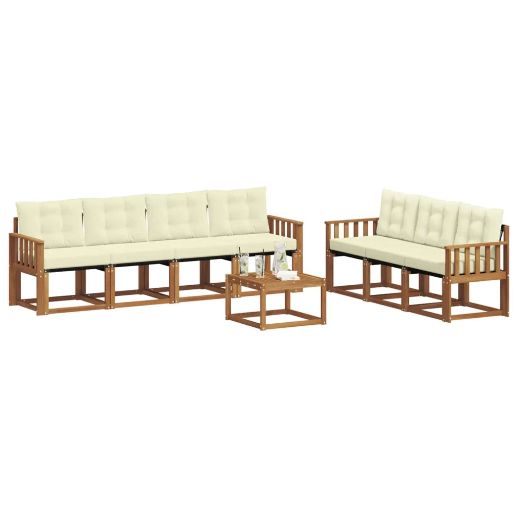 Set di divani da esterno con cuscino 8 pcs Naturale e Crema